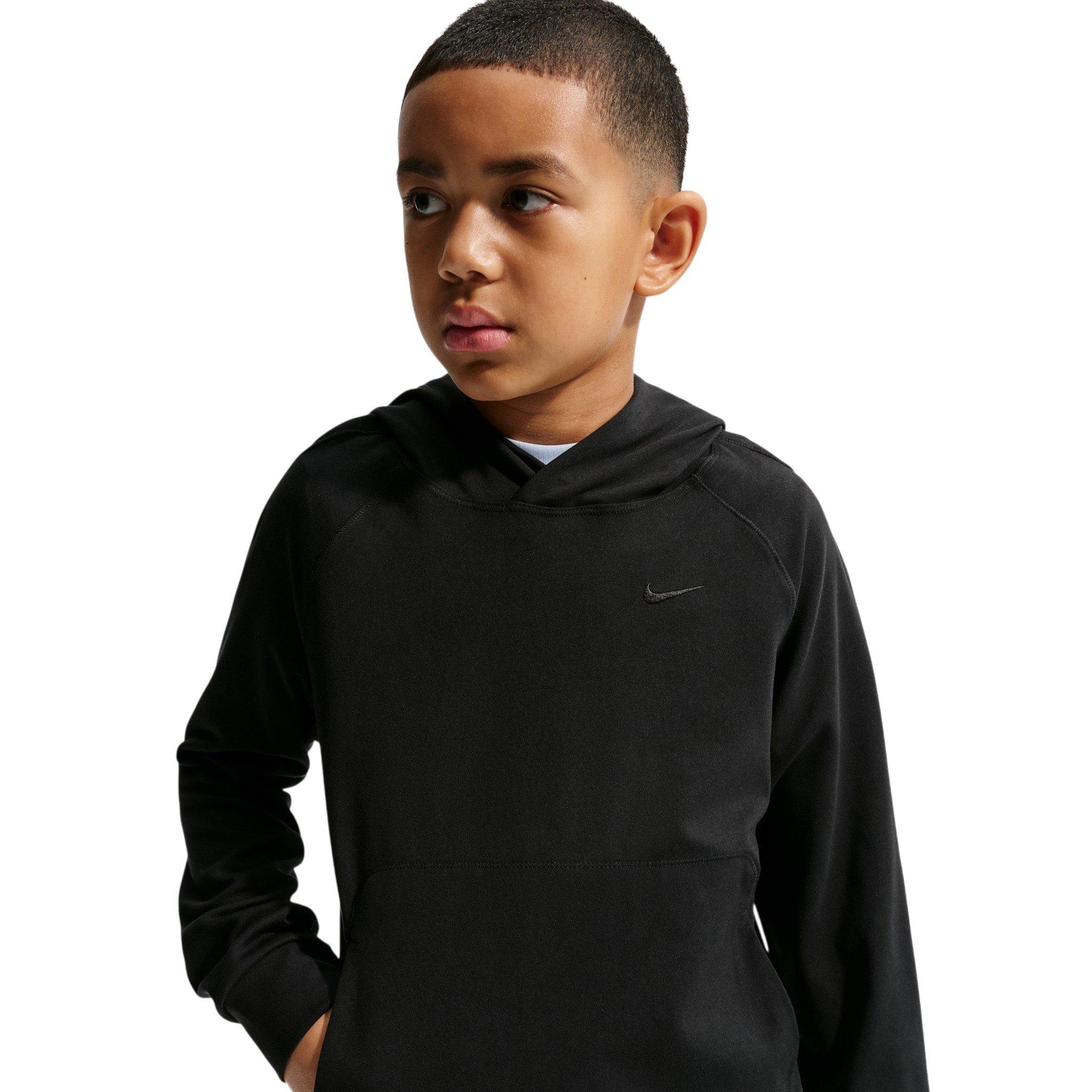 Nike Big Boys' Primary Nanoknit Dri-FIT UC Protection Pullover Hoodie - Black - BLACK